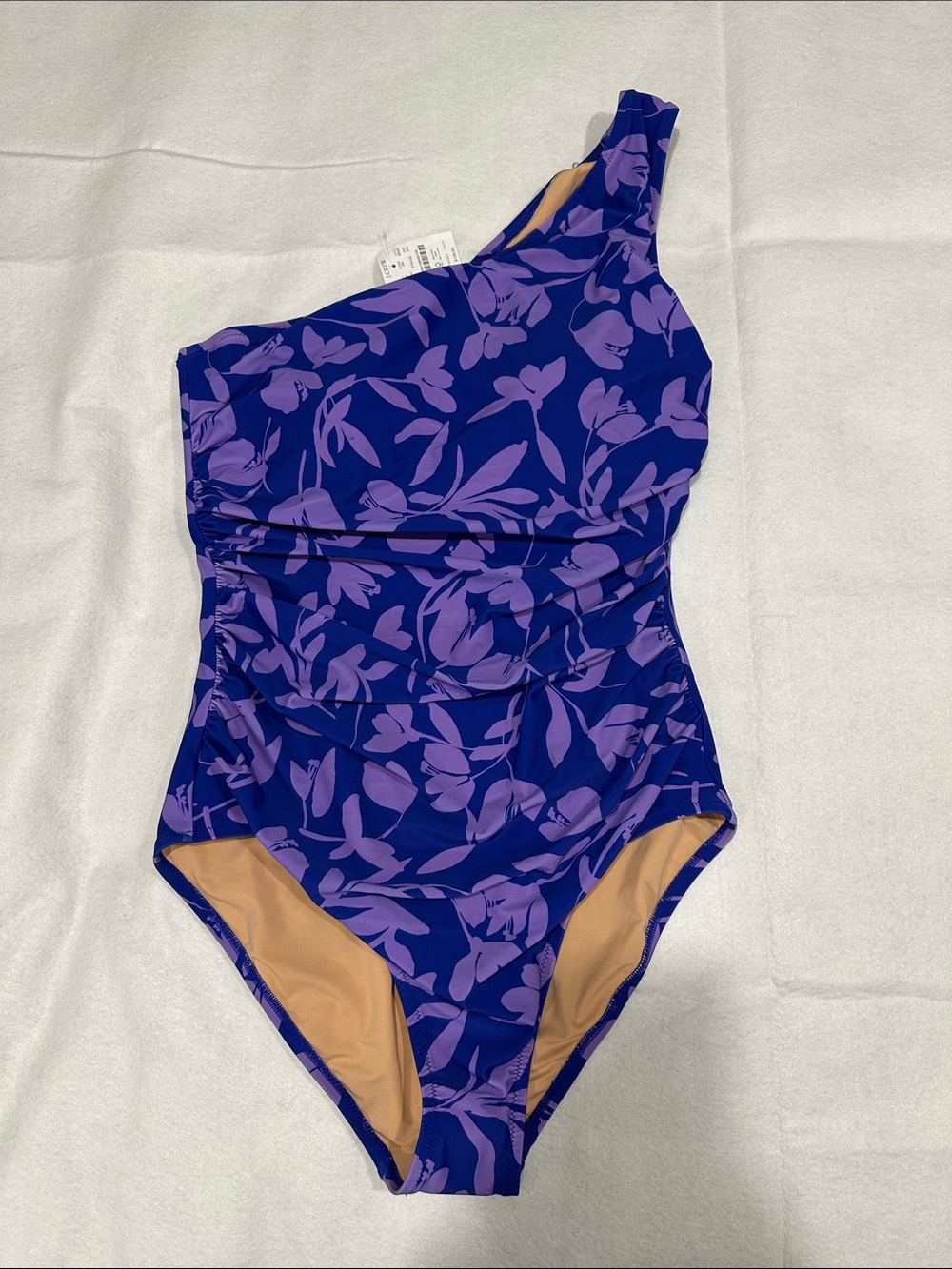 NWT J. Crew One-Shoulder Floral Swimsuit in Violet and Lilac, XXL